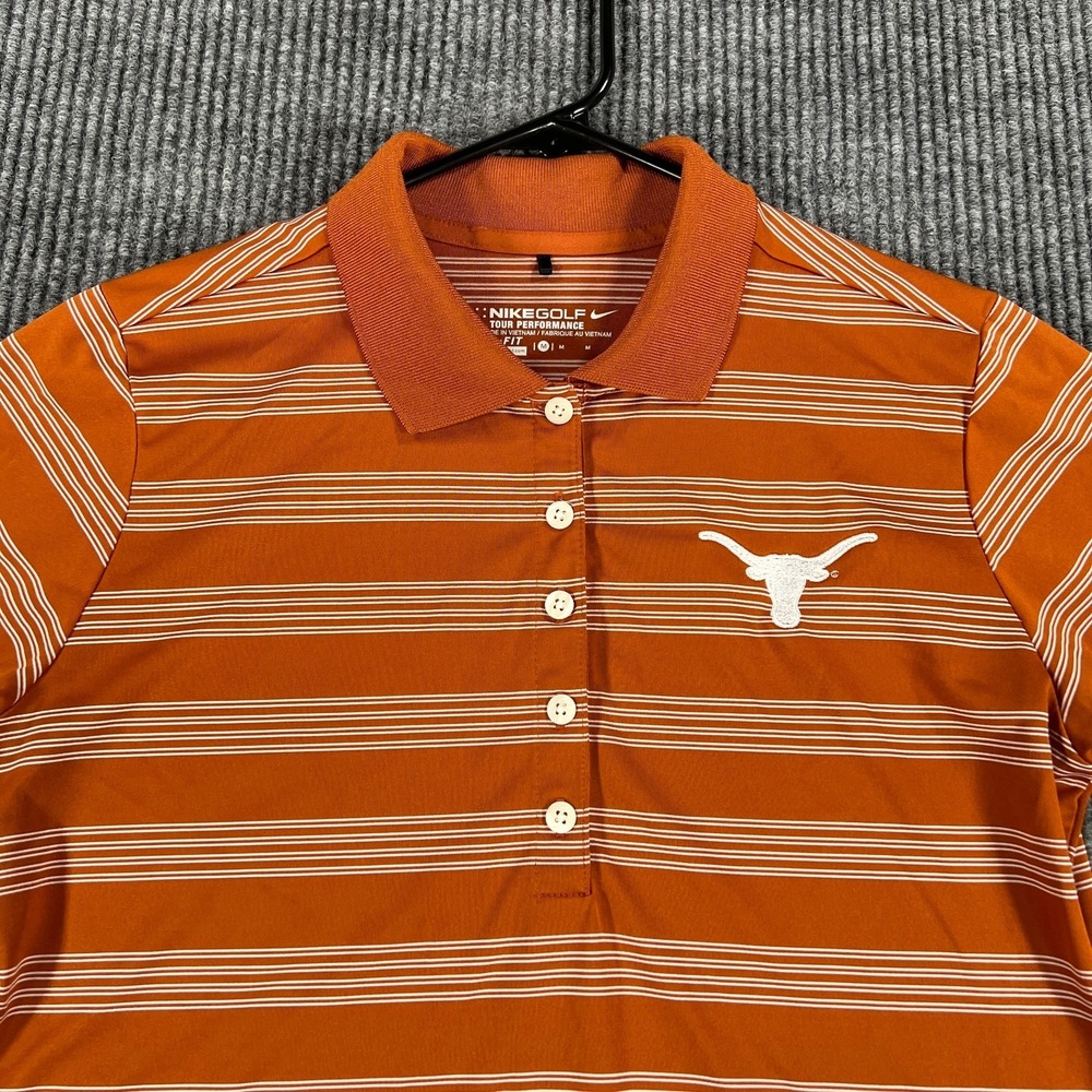Texas Longhorns Polo Shirt Womens Medium Orange Striped Short Sleeve Nike SEC - Picture 4 of 13
